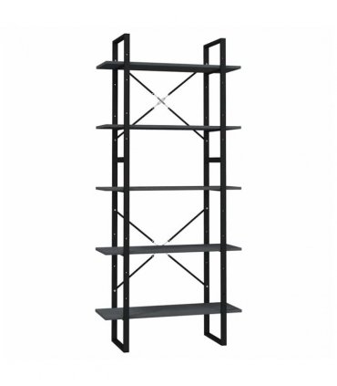 vidaXL 5-Tier Book Cabinet Grey 80x30x175 cm Pinewood