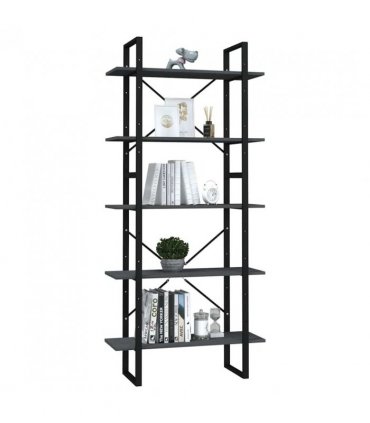vidaXL 5-Tier Book Cabinet Grey 80x30x175 cm Pinewood