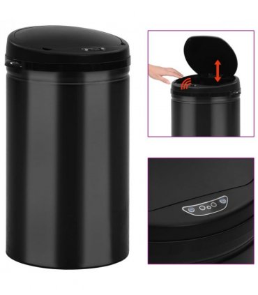 vidaXL Automatic Sensor Dustbin 40 L Carbon Steel Black