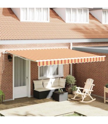vidaXL Retractable Awning Manual Yellow and Orange 400 x 300 cm