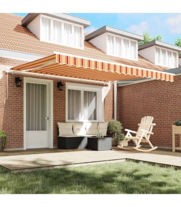 vidaXL Retractable Awning Manual Yellow and Orange 400 x 300 cm