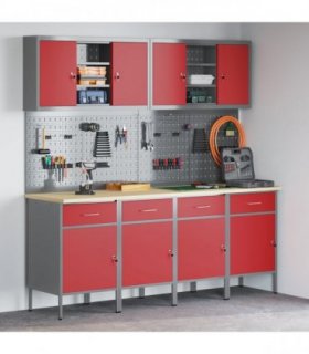 vidaXL Work Cabinet with Drawer 10 pcs Red Engineered Wood and Steel
