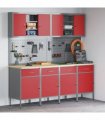vidaXL Work Cabinet with Drawer 10 pcs Red Engineered Wood and Steel