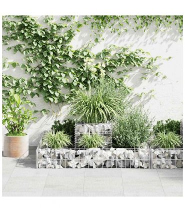 vidaXL Gabion Planter Galvanised Steel 120x120x20