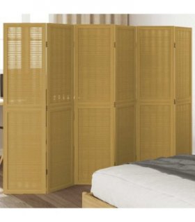 vidaXL Room Divider 6 Panels Brown Solid Wood Paulownia