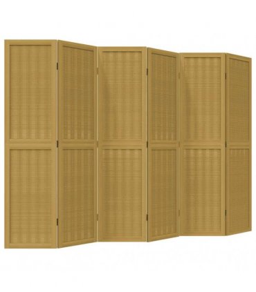 vidaXL Room Divider 6 Panels Brown Solid Wood Paulownia