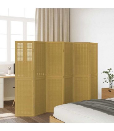 vidaXL Room Divider 6 Panels Brown Solid Wood Paulownia