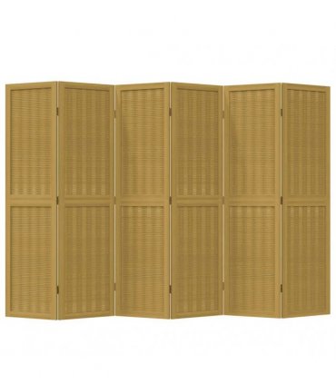 vidaXL Room Divider 6 Panels Brown Solid Wood Paulownia