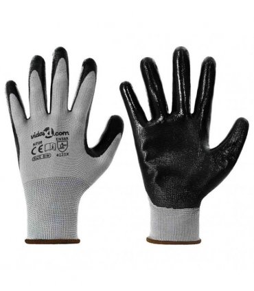 vidaXL Work Gloves 12 pcs Grey and Black 8 / M Polyester