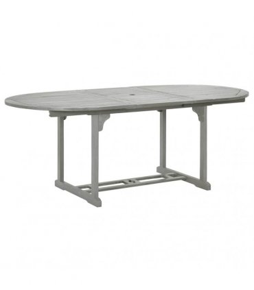 vidaXL Dining Table | Grey | Solid acacia wood with grey wash finish | Medium