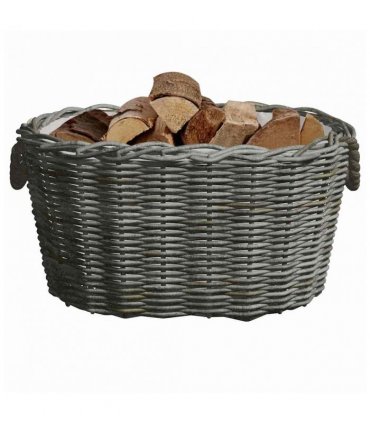 vidaXL Firewood Basket with Carrying Handles 60x40x28 cm Grey Willow