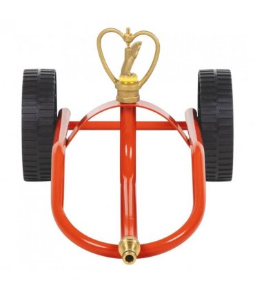 vidaXL Wheeled Sprinkler Sled with Rotatable Head Red Steel