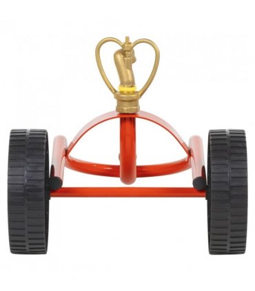 vidaXL Wheeled Sprinkler Sled with Rotatable Head Red Steel