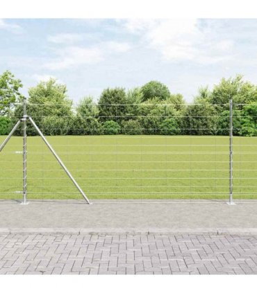 vidaXL Welded Wire Fence with Concrete Base 25 x 1.2 m Silver Mesh