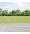 vidaXL Welded Wire Fence with Concrete Base 25 x 1.2 m Silver Mesh