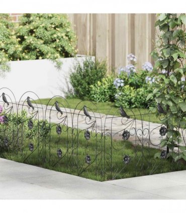 vidaXL Garden Fence 5 pcs Black Steel