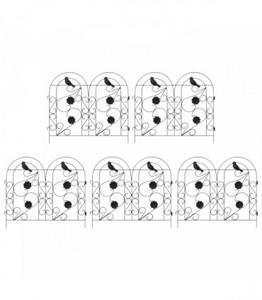 vidaXL Garden Fence 5 pcs Black Steel
