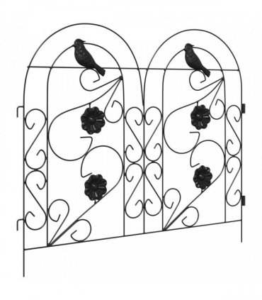 vidaXL Garden Fence 5 pcs Black Steel