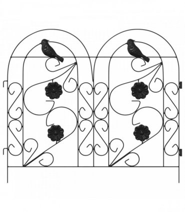 vidaXL Garden Fence 5 pcs Black Steel