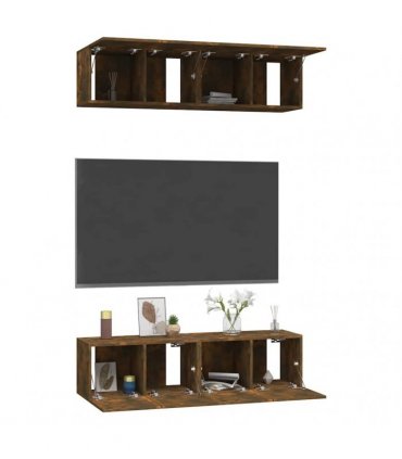 vidaXL Wall TV Cabinets 4 pcs Smoked Oak 60x30x30 cm Engineered Wood