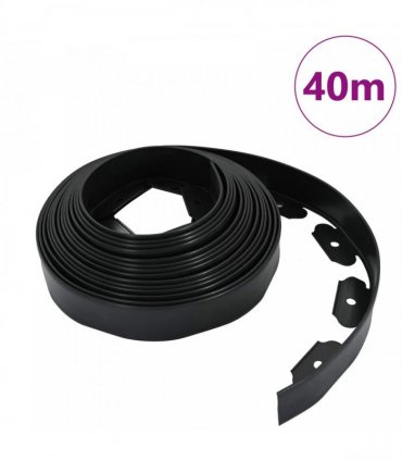vidaXL Lawn Edgings Black 4000 x 4 x 5 cm Plastic