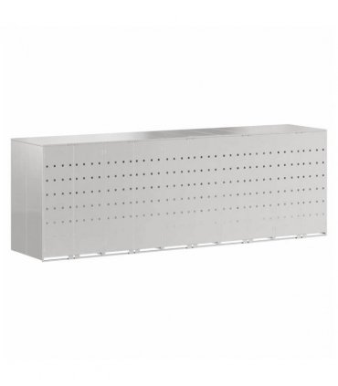 vidaXL Wheelie Bin Storage for 5 Bins Silver 340 x 77.5 x 115.5 cm