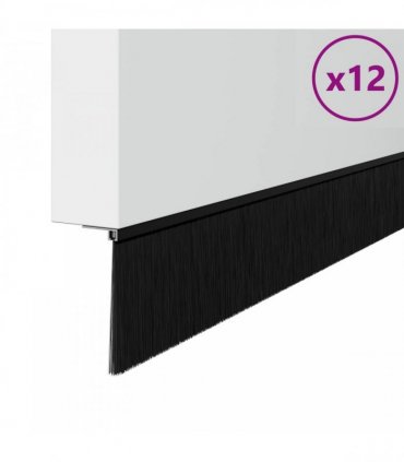 vidaXL Self-adhesive Door Brush Seals 12 pcs Black 100 cm