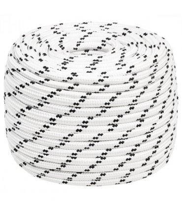 vidaXL Braided Boat Rope White 14 mmx25 m Polyester