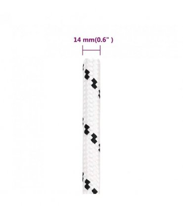 vidaXL Braided Boat Rope White 14 mmx25 m Polyester