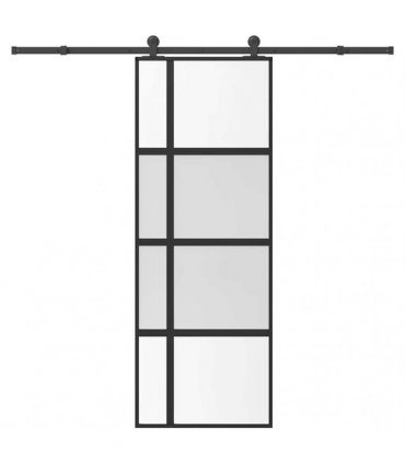 vidaXL Sliding Door with Hardware Set 76x205 cm Tempered Glass&Aluminium