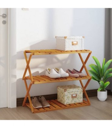 vidaXL 3-Tier Folding Shelf Brown 70x31x63 cm Solid Wood Acacia