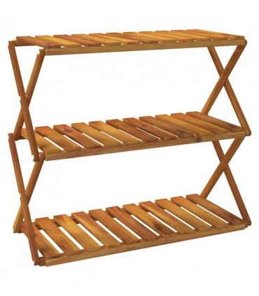 vidaXL 3-Tier Folding Shelf Brown 70x31x63 cm Solid Wood Acacia