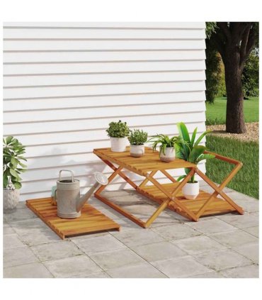 vidaXL 3-Tier Folding Shelf Brown 70x31x63 cm Solid Wood Acacia