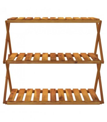 vidaXL 3-Tier Folding Shelf Brown 70x31x63 cm Solid Wood Acacia