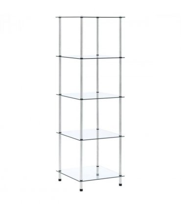 vidaXL 5-Tier Shelf Transparent 40x40x130 cm Tempered Glass