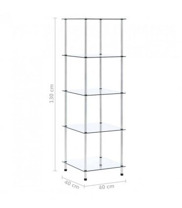 vidaXL 5-Tier Shelf Transparent 40x40x130 cm Tempered Glass
