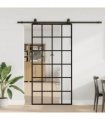 vidaXL Sliding Door with Hardware Set Black 102x205 cm ESG Glass