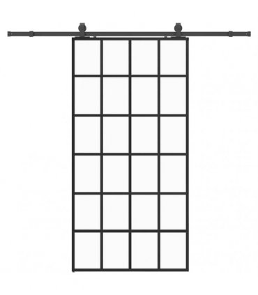 vidaXL Sliding Door with Hardware Set Black 102x205 cm ESG Glass