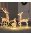 vidaXL Reindeer Family 3 pcs Warm white 67 x 26 x 127 cm PET