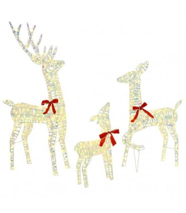 vidaXL Reindeer Family 3 pcs Warm white 67 x 26 x 127 cm PET