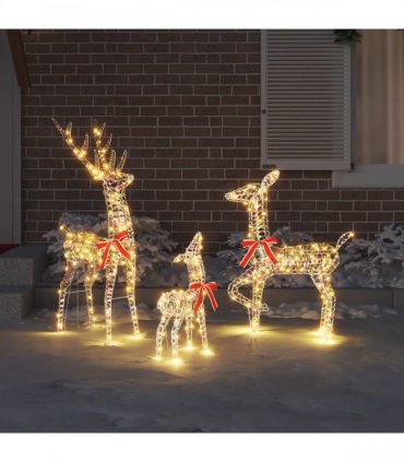 vidaXL Reindeer Family 3 pcs Warm white 67 x 26 x 127 cm PET