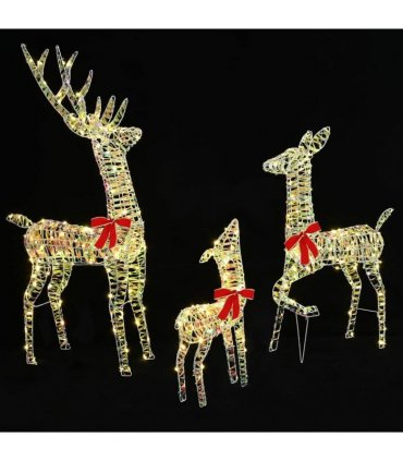 vidaXL Reindeer Family 3 pcs Warm white 67 x 26 x 127 cm PET
