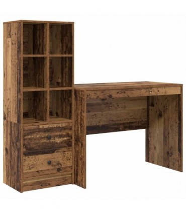 vidaXL Desk with Drawer 2 pcs Old Wood