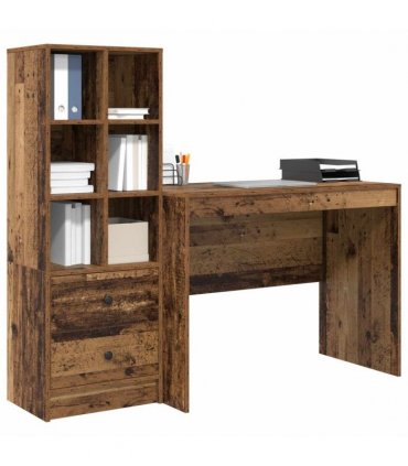 vidaXL Desk with Drawer 2 pcs Old Wood