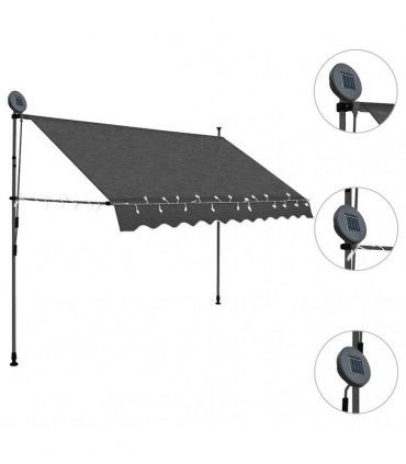 vidaXL Manual Retractable Awning with LED 300 cm Anthracite