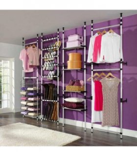 vidaXL Telescopic Shoe Rack with Rods Aluminium