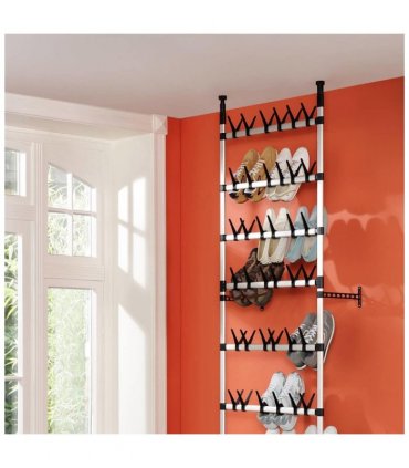 vidaXL Telescopic Shoe Rack with Rods Aluminium