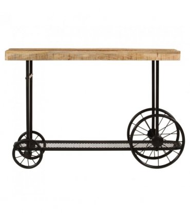 vidaXL Console Table 112x36x76 cm Solid Wood Mango and Iron