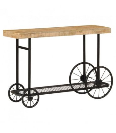 vidaXL Console Table 112x36x76 cm Solid Wood Mango and Iron