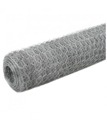 vidaXL Chicken Wire Fence Galvanised Steel 25x1.2 m Silver